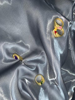 Violet Stone in Broken Brick  - 14k gold pinky ring