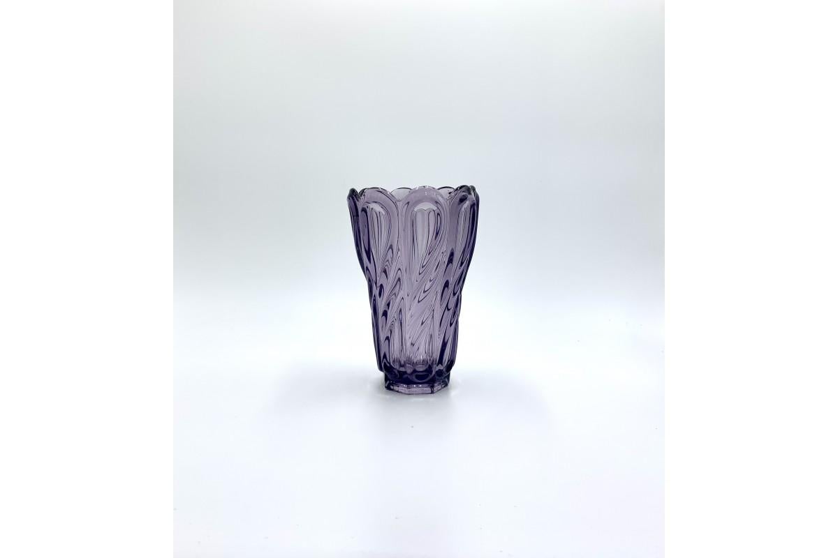 Crystal Violet Vase by F. Pečený, Heřmanova Huť, Czechoslovakia, 1970s