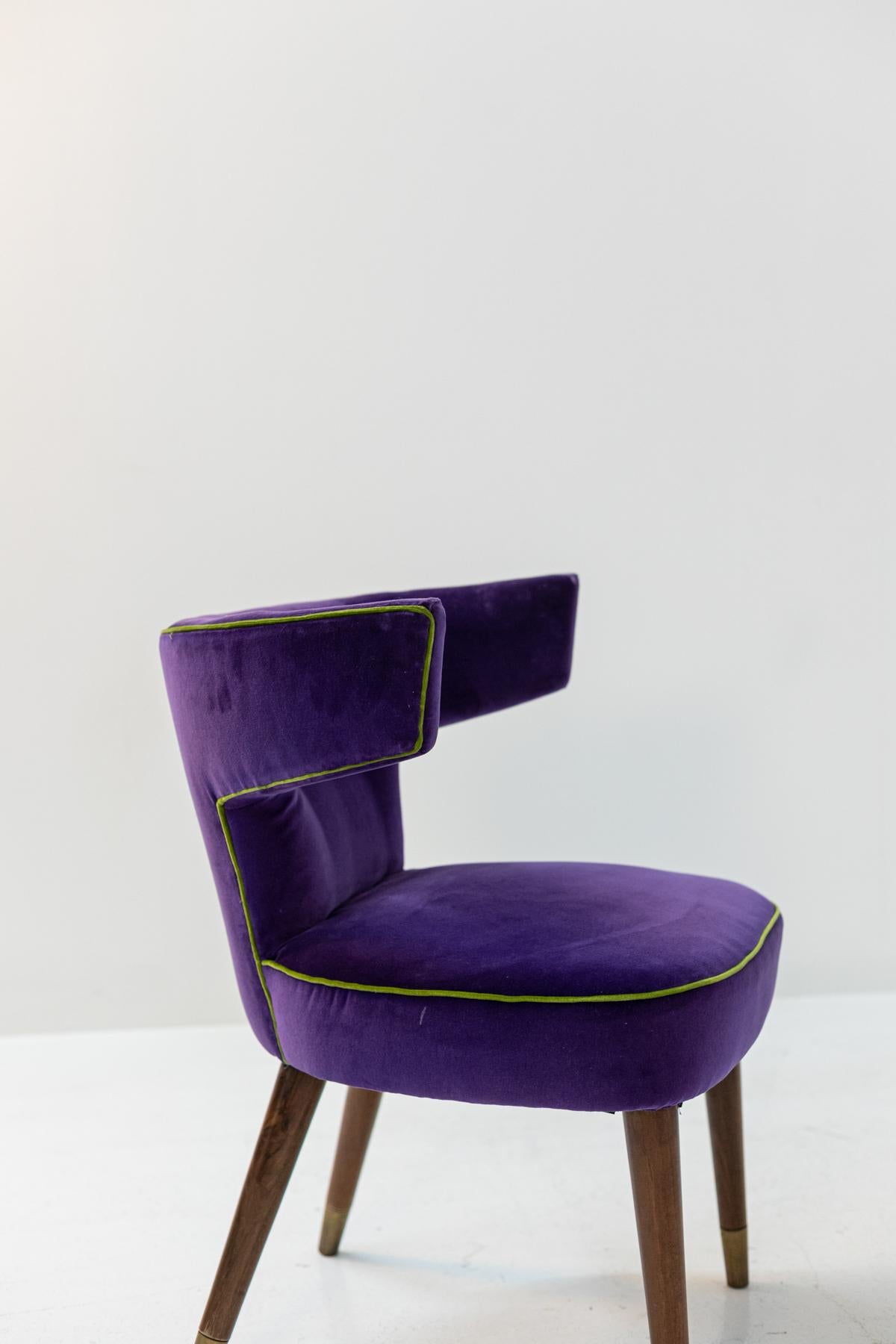 Violet Velvet Armchairs by Gio Ponti and Nino Zoncada for Cassina In Good Condition In Milano, IT