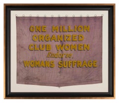 Antique Violet & Yellow Suffragette Parade Banner, Ca 1910-1920
