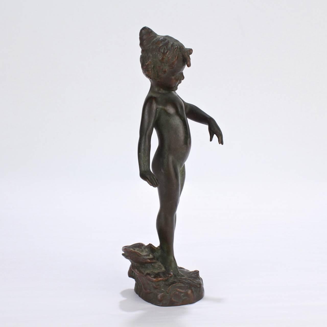 A fine, small-scale version of Edward Berge's water nymph bronze entitled 