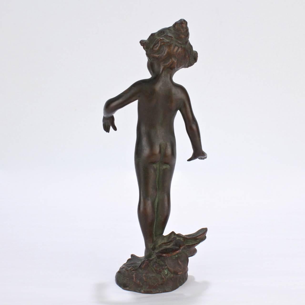 Art Nouveau Violet, an Antique Gorham Founders Water Nymph Bronze Sculpture by Edward Berge