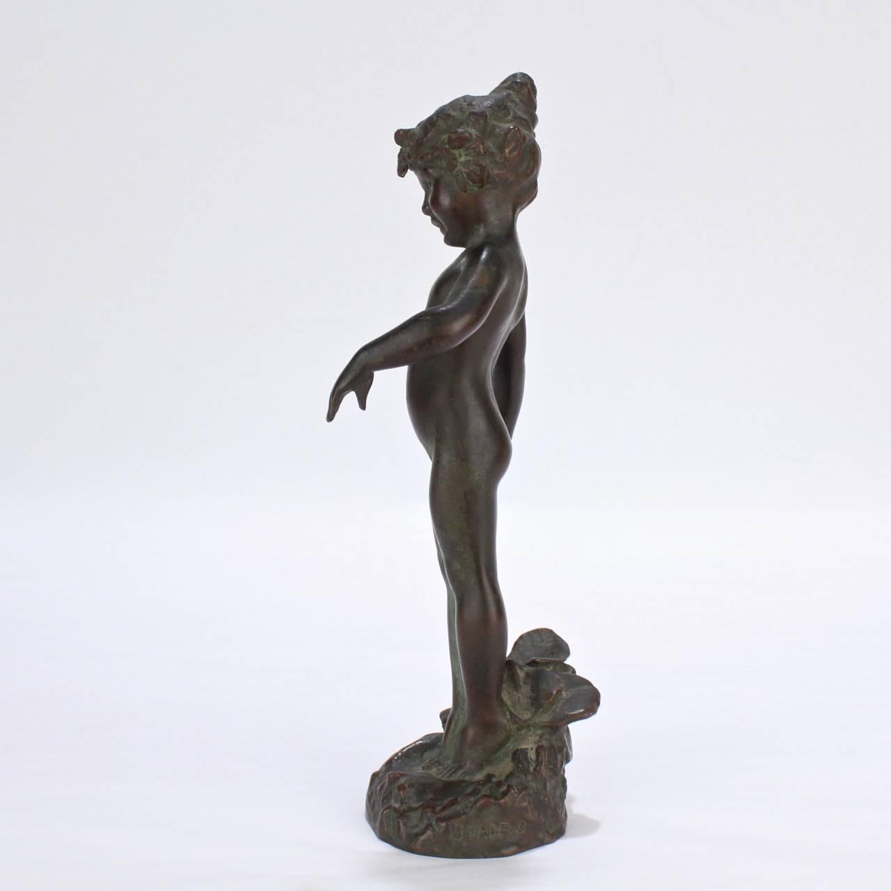 American Violet, an Antique Gorham Founders Water Nymph Bronze Sculpture by Edward Berge