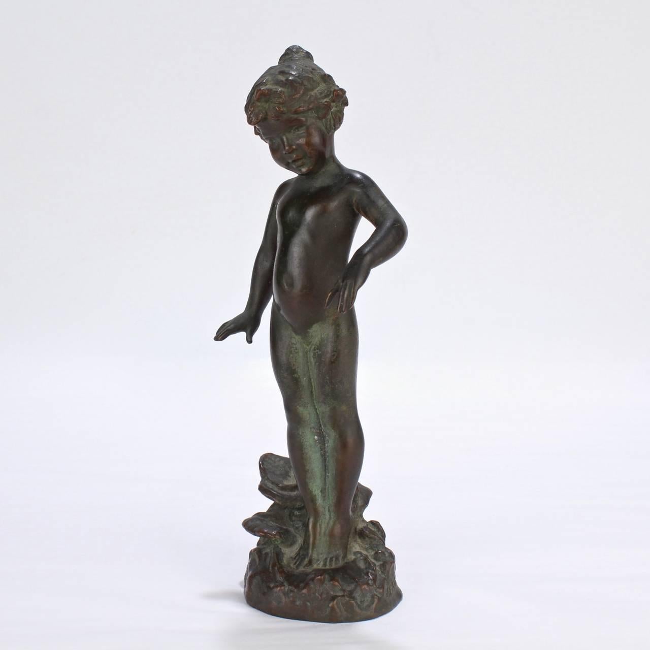 Violet, an Antique Gorham Founders Water Nymph Bronze Sculpture by Edward Berge In Good Condition In Philadelphia, PA
