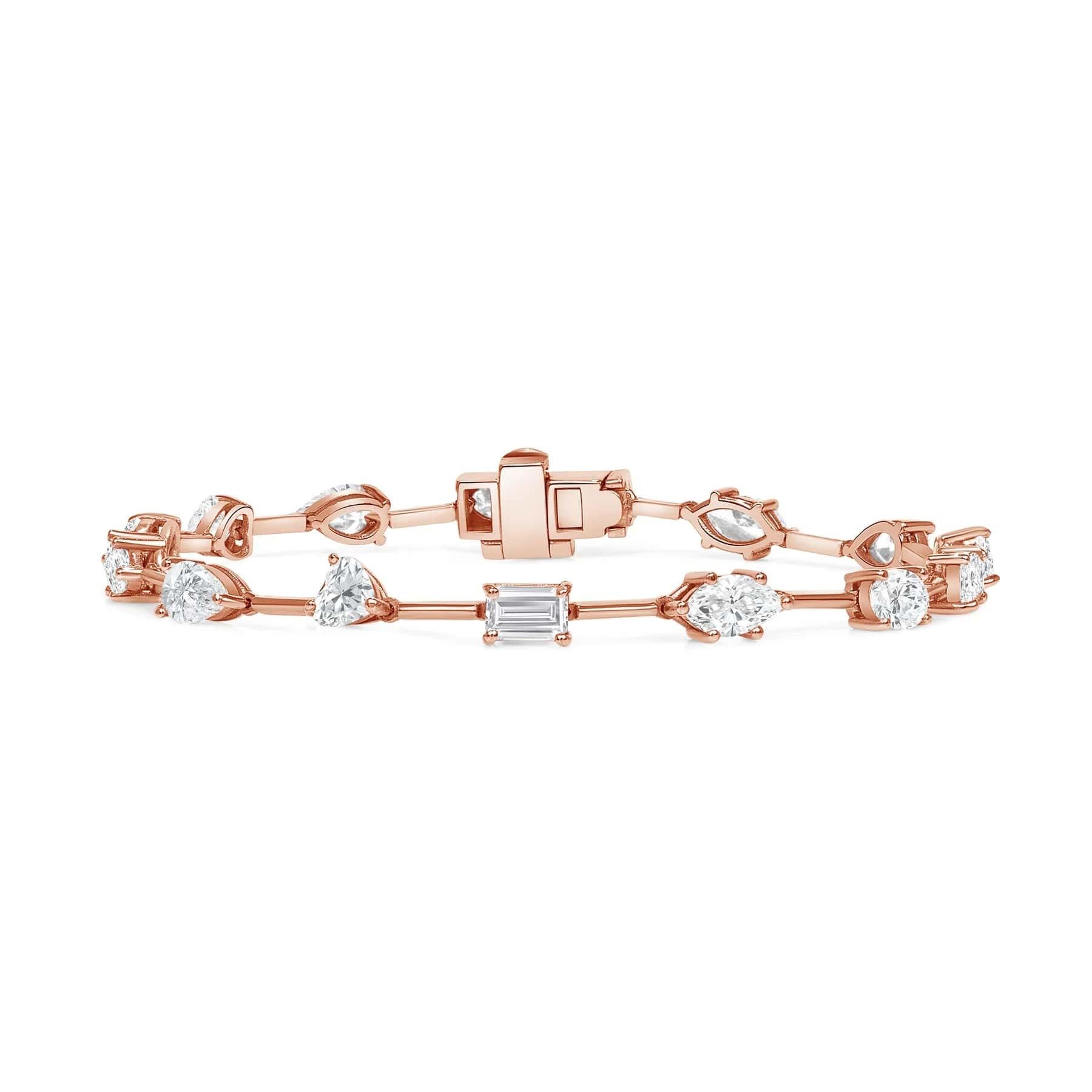 Moderno Bracciale A Link in oro rosa 18 carati con diamanti multi taglio in vendita