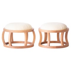 Violette low stacking stools - Set of 2 in cherry and cream boucle by KLN studio