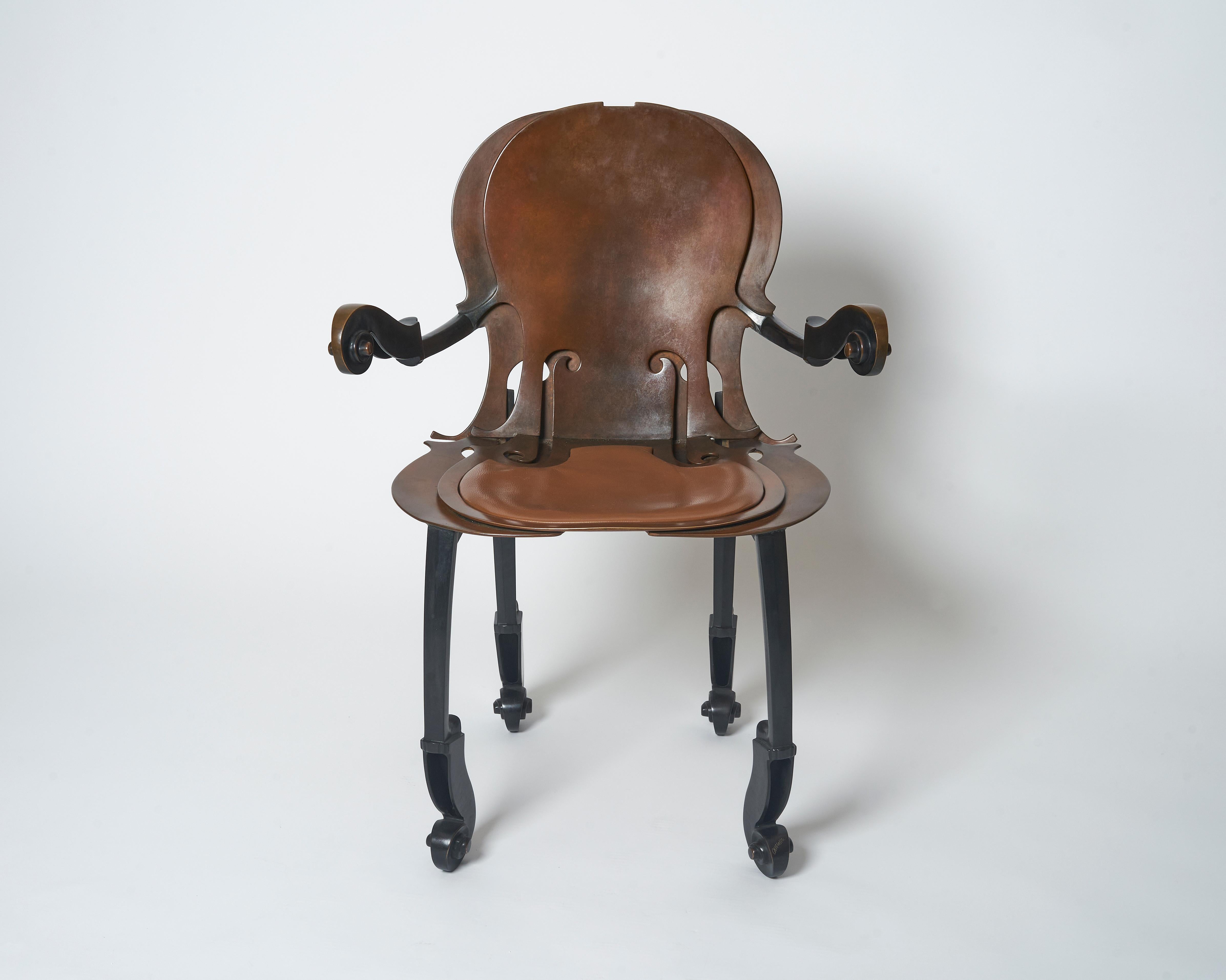 Bronze, leather upholstery

Fonderie d’art Bocquel, signed on the back.