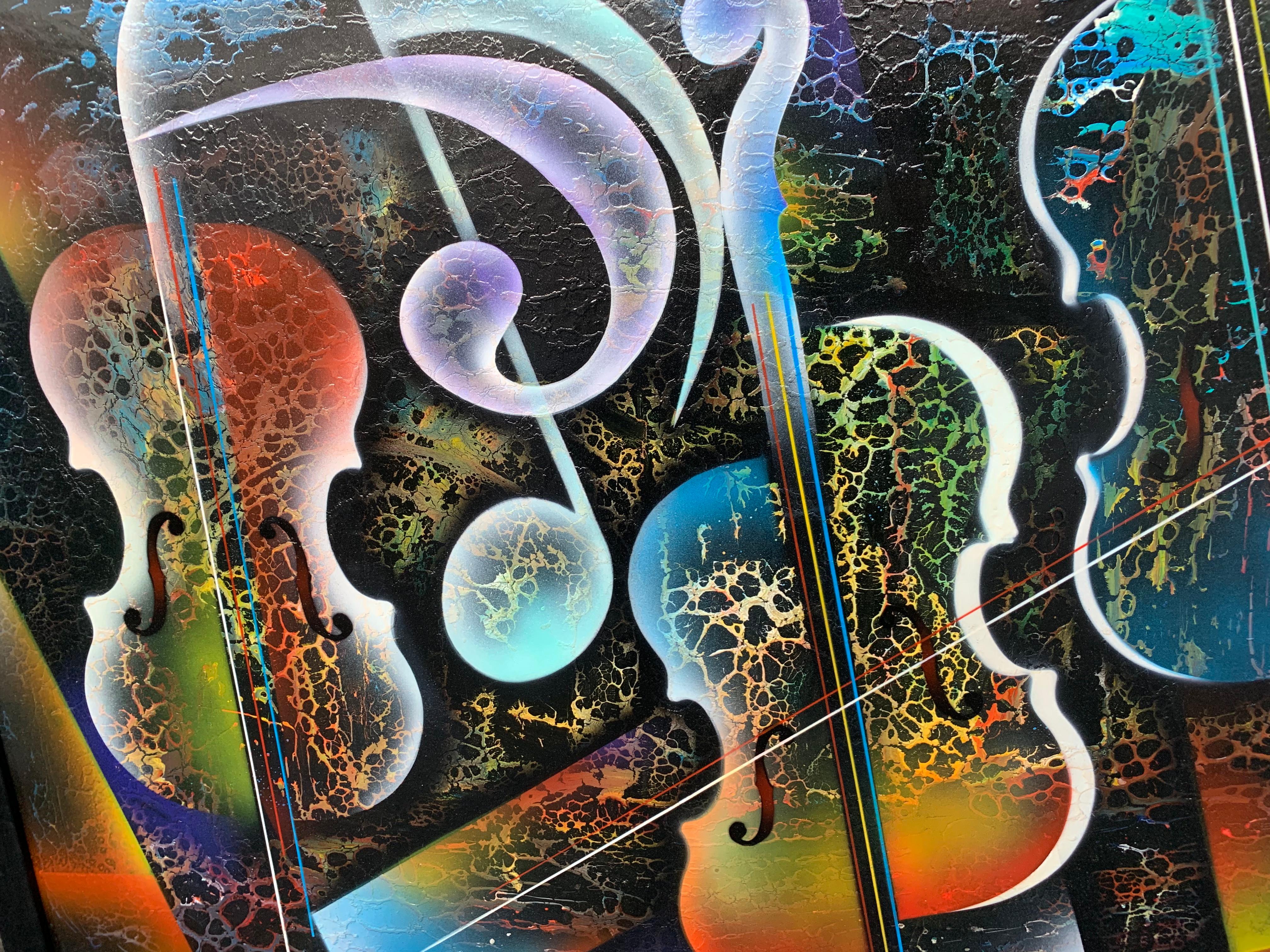 American Violin Painting by Artist Nierman For Sale