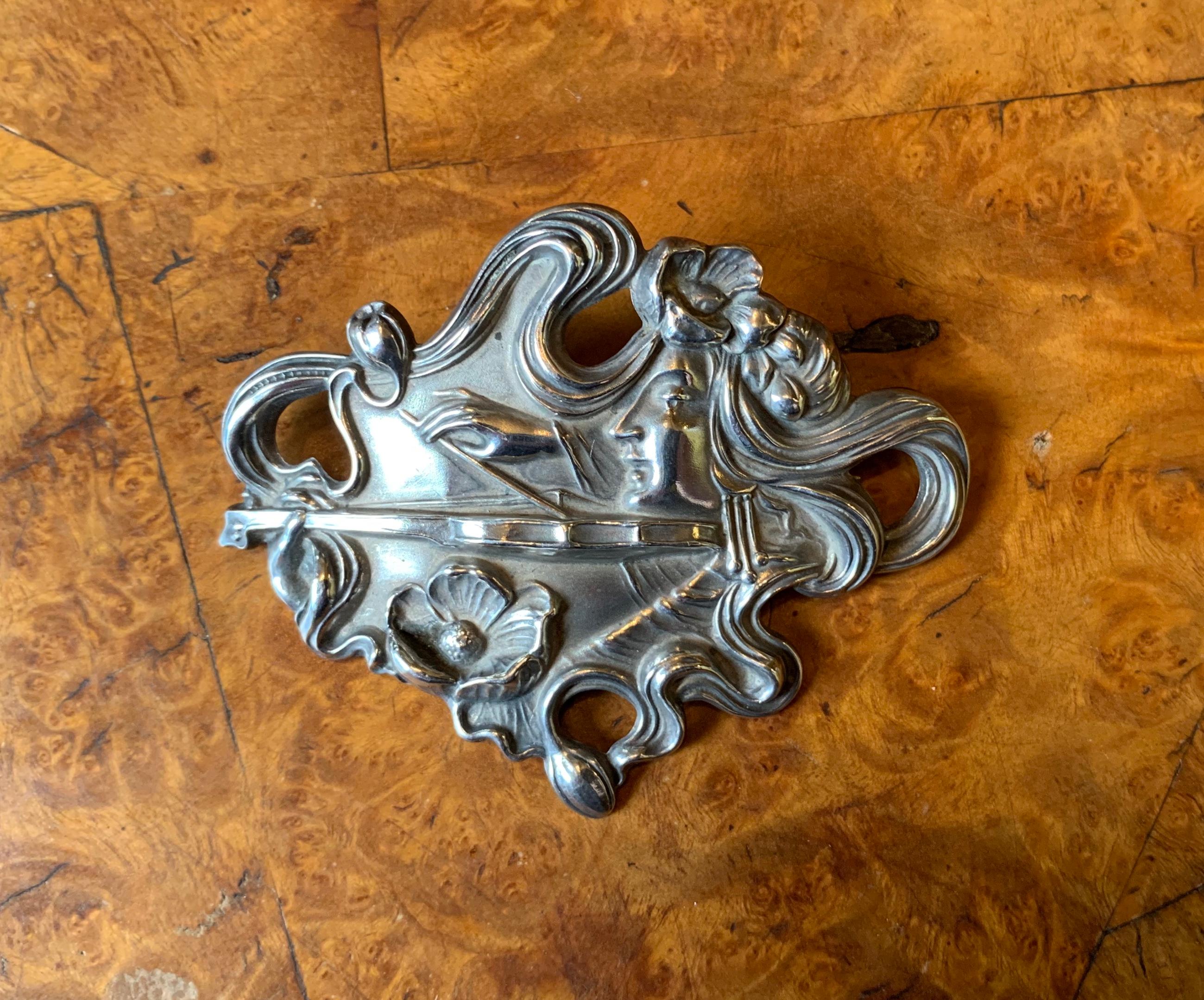 art deco poppy brooch