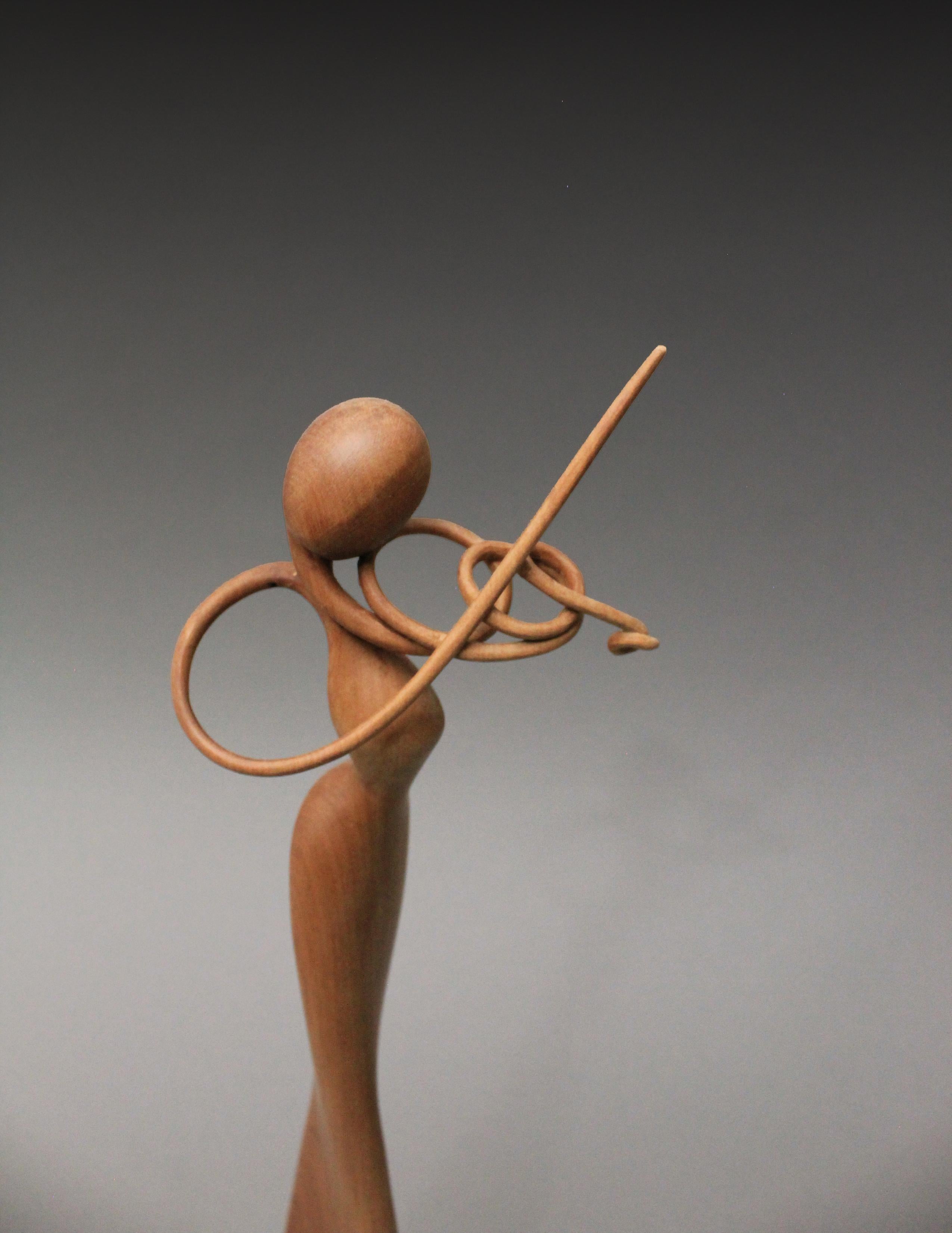 Carved Violinist IV, Wood Sculpture by Nairi Safaryan For Sale