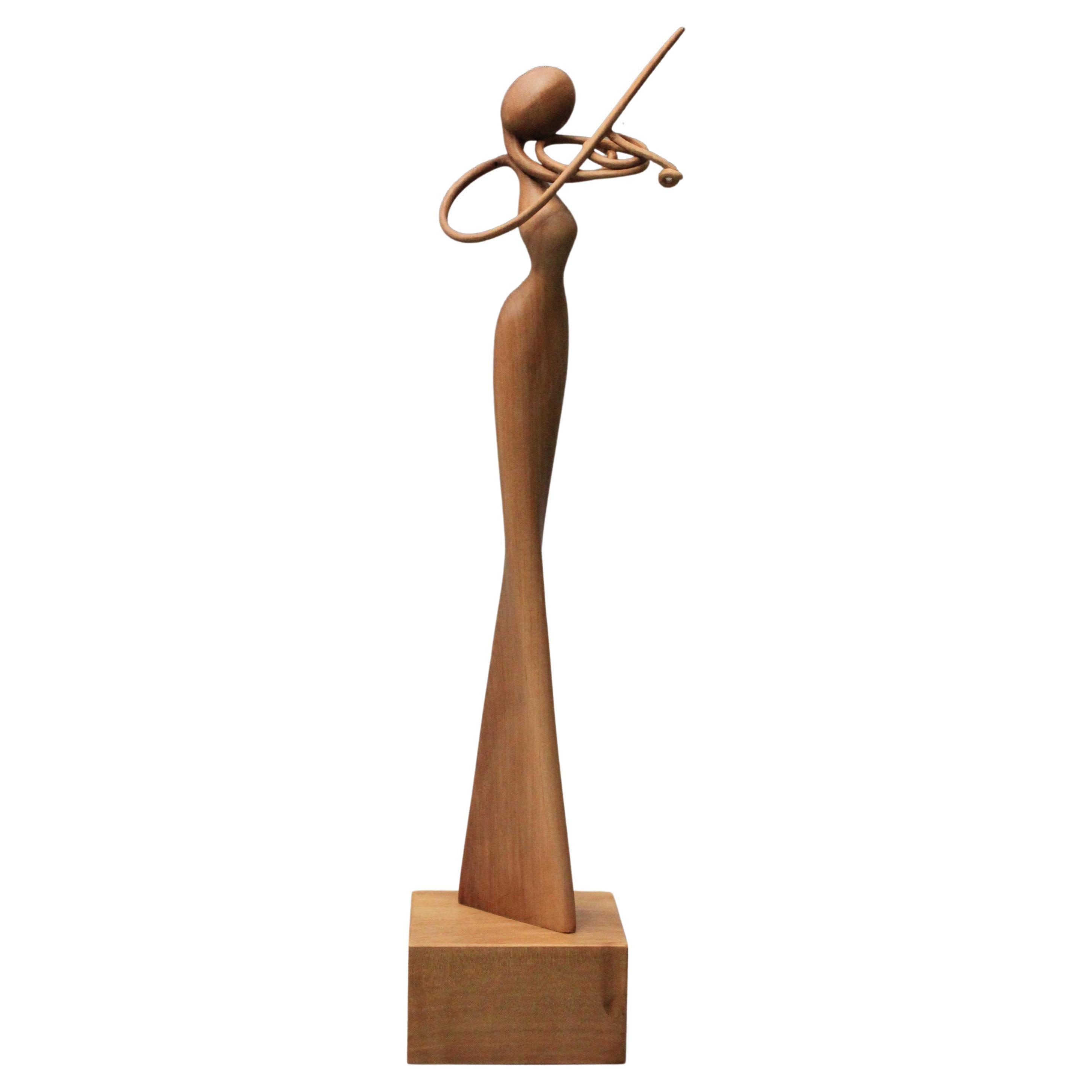 Violinist IV, Wood Sculpture by Nairi Safaryan For Sale