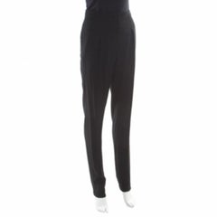 Vionnet Black Crepe Pleated High Waist Tailored Trousers L