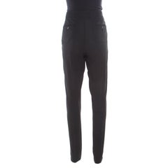 Vionnet Black Crepe Pleated High Waist Tailored Trousers L