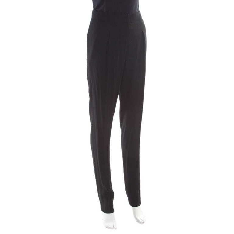 Vionnet Black Crepe Pleated High Waist Tailored Trousers L at 1stDibs