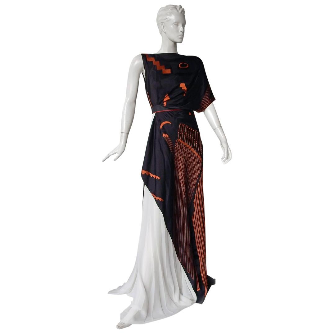 Vionnet "Black Picasso" Runway Geometric Grecian Inspired Asymmetric Dress Gown 
