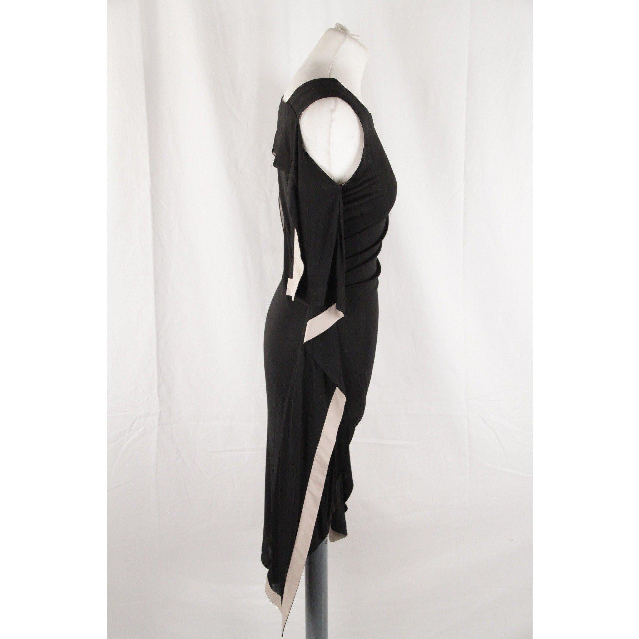 Vionnet Black Silky Sleeveless Dress Knee Lenght Size S 2
