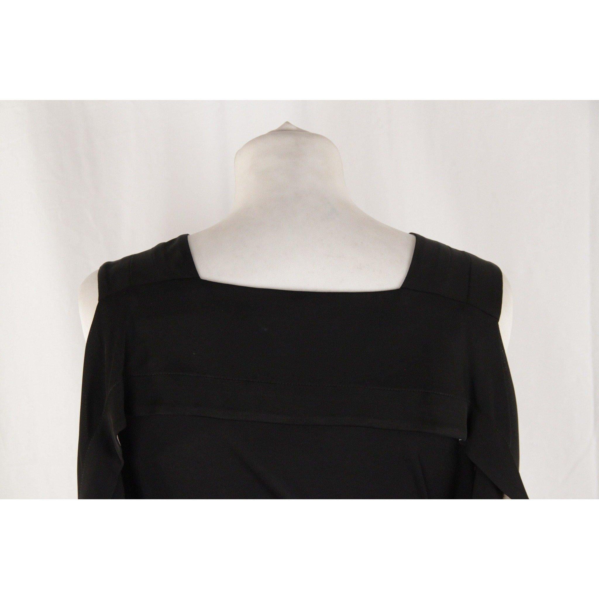 Vionnet Black Silky Sleeveless Dress Knee Lenght Size S 3