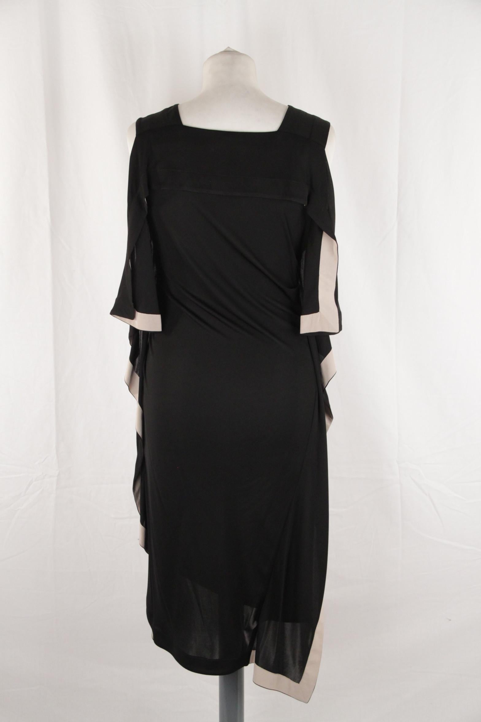 Vionnet Black Silky Sleeveless Dress Knee Lenght with Frills In Excellent Condition In Rome, Rome