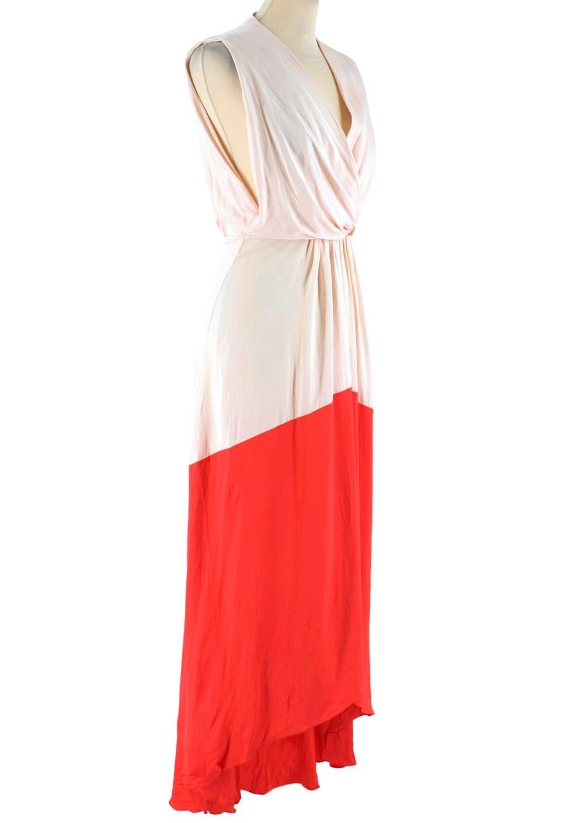 Vionnet Light Pink and Coral Sateen Dress

- Light pink, coral and sateen
- Sleeveless, v-neck
- Crossover pleated bust
- Gathered waist
- Dipped, frilled hem
- Concealed zip, hook and button fastening at side waist

Please note, these items are