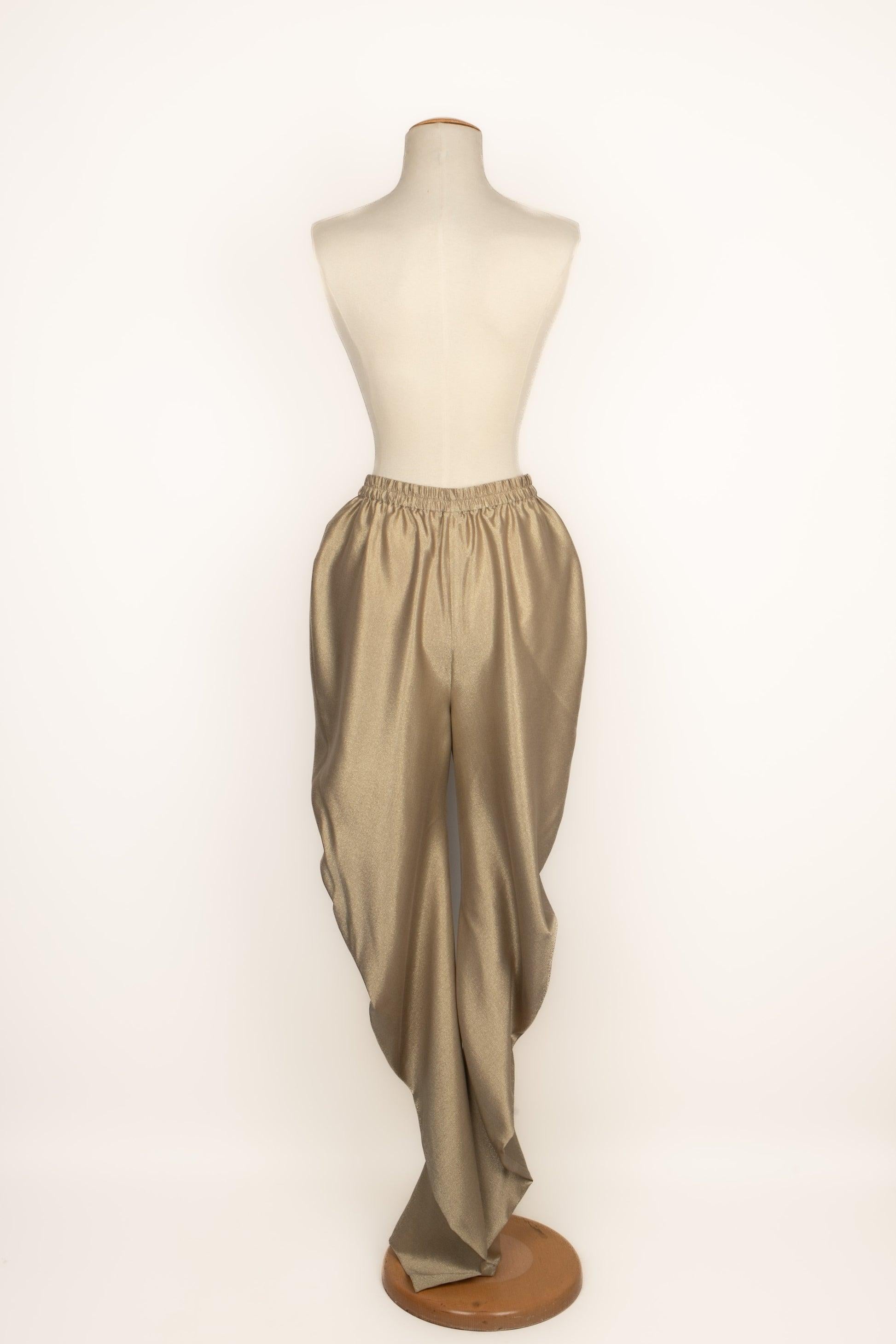 Brown Vionnet Golden Blended Silk Pants For Sale