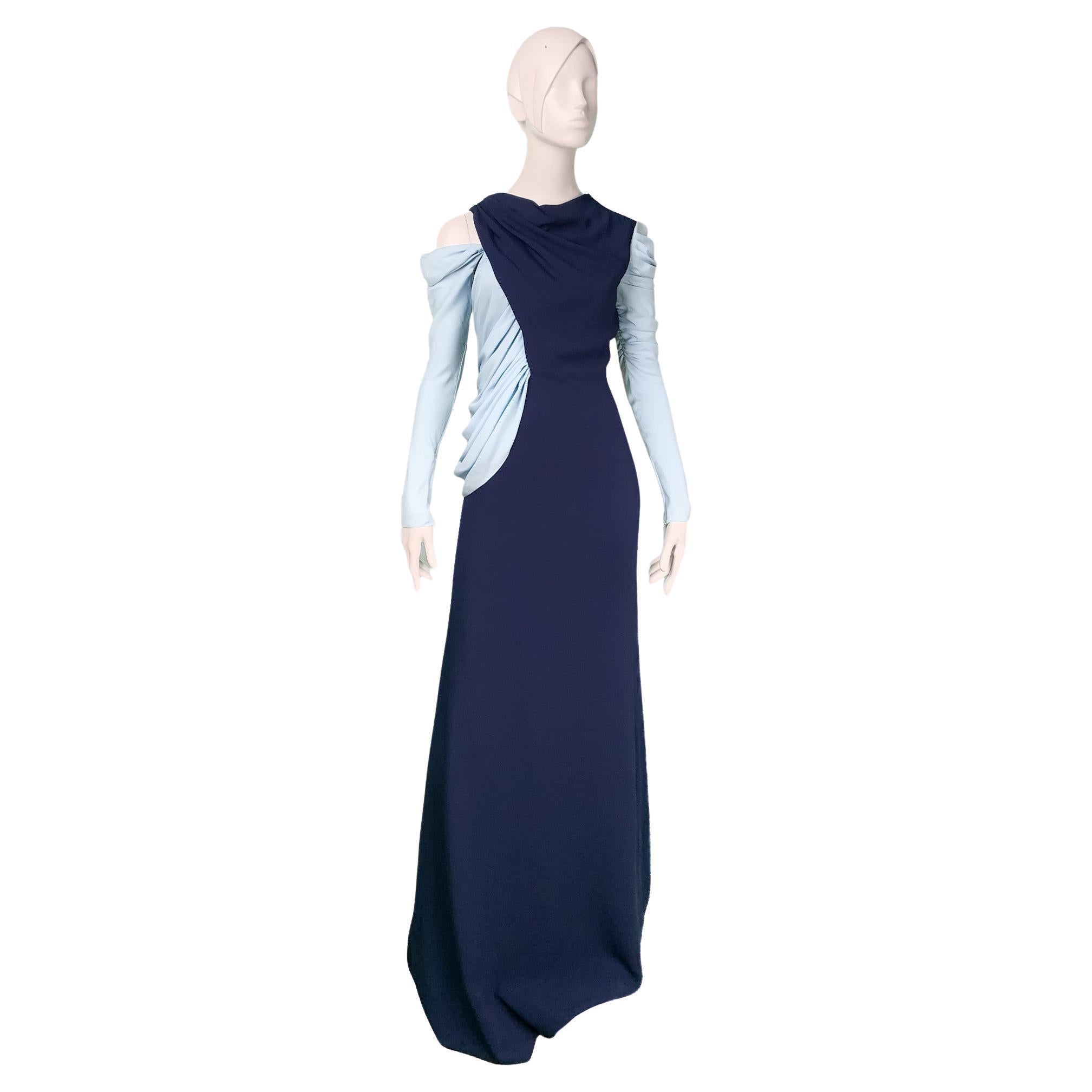 Vionnet Grecian Style Asymmetric Color Block Design Draped Silk Evening Dress