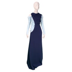 Vionnet Grecian Style Asymmetric Color Block Design Draped Silk Evening Dress