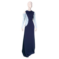 Drapiertes Seiden-Abendkleid im griechischen Stil im griechischen Stil mit asymmetrischem Farbblockmuster