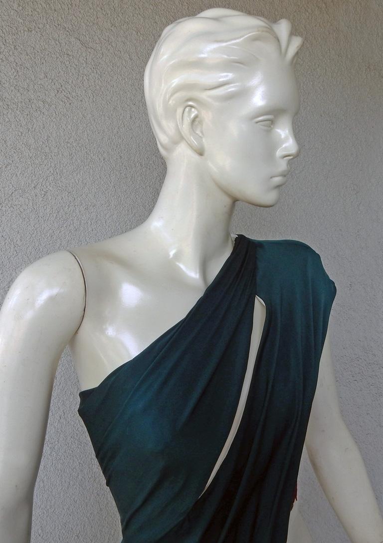 Gris Vionnet of Paris exquise robe de déesse en soie perlée  NWT en vente