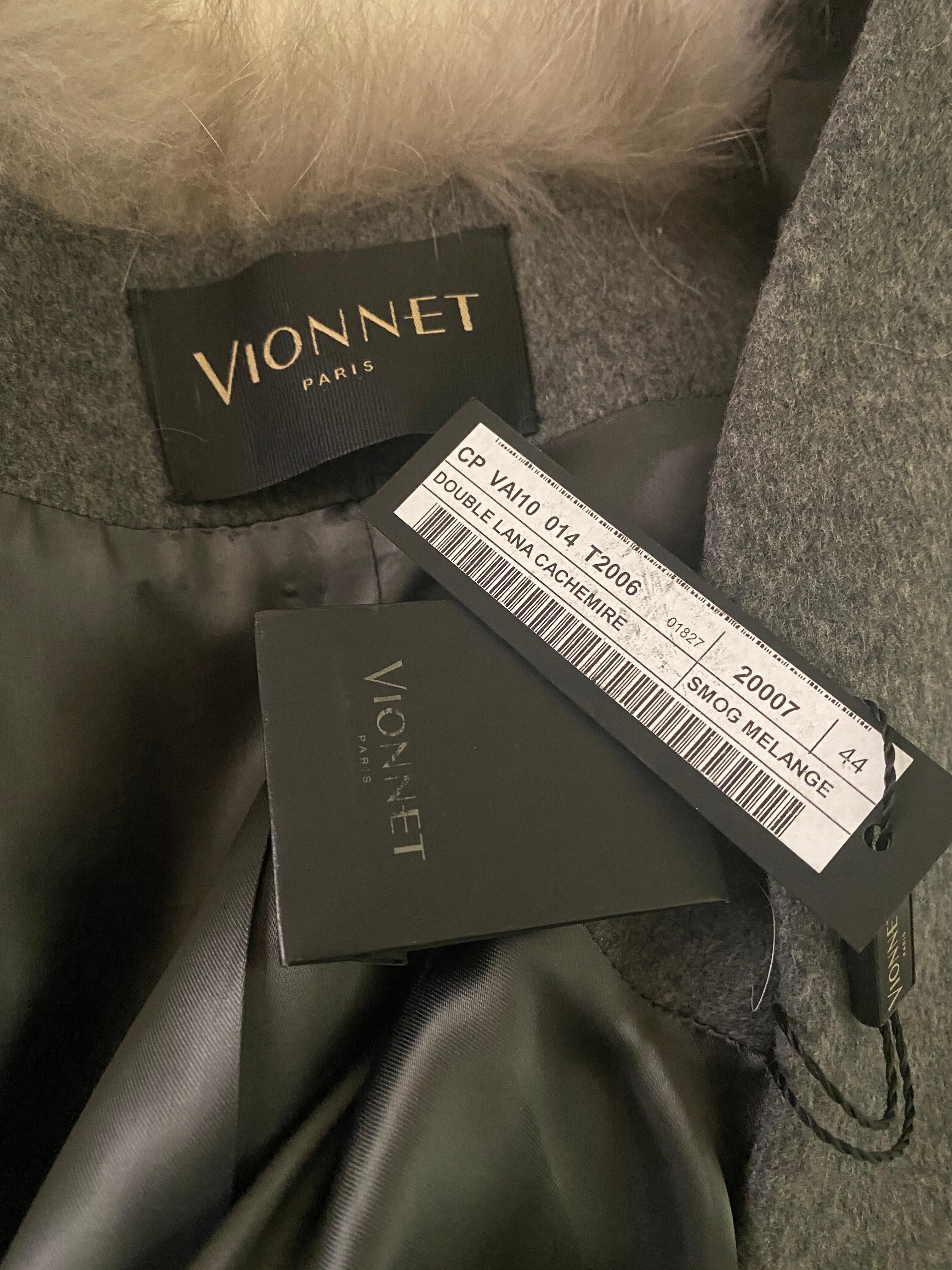 Vionnet Paris Cashmere and Fur Coat (NWT) w/ Addtl Dress & Trouser Set Size 8/10 For Sale 9