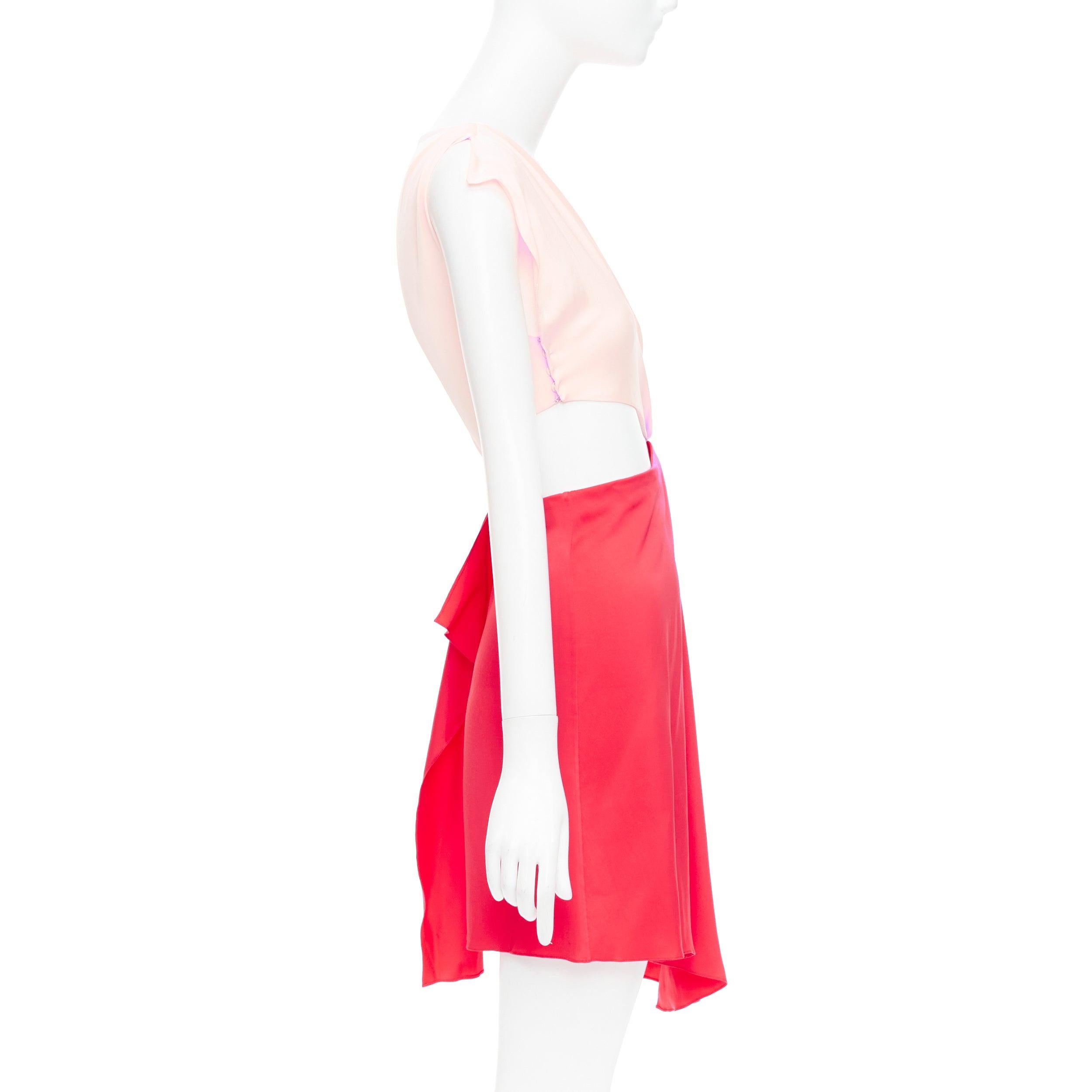 VIONNET pink red silk blend bias cut draped asymmetric cut out dress IT38 XS In Excellent Condition For Sale In Hong Kong, NT