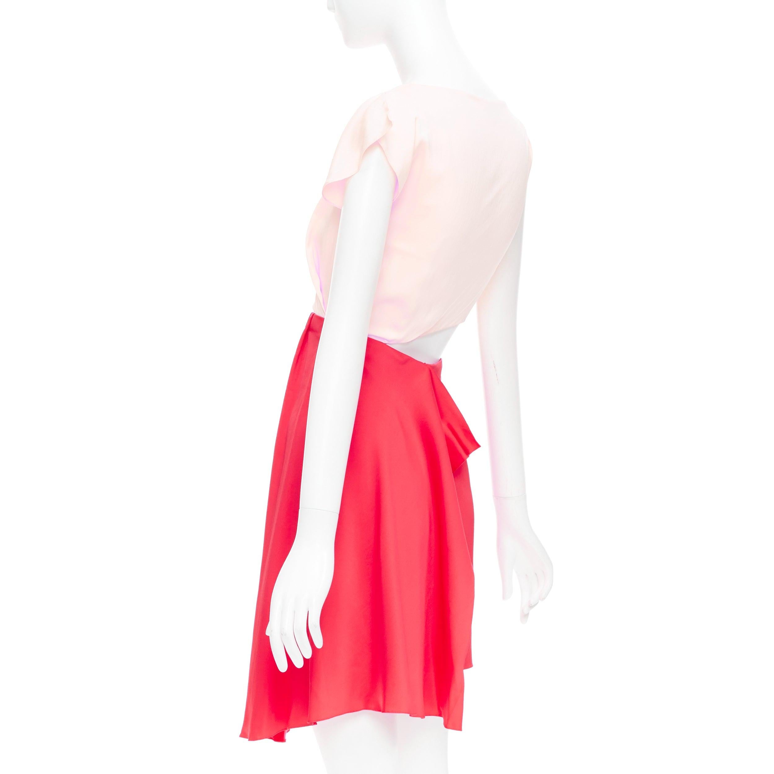 VIONNET pink red silk blend bias cut draped asymmetric cut out dress IT38 XS For Sale 1