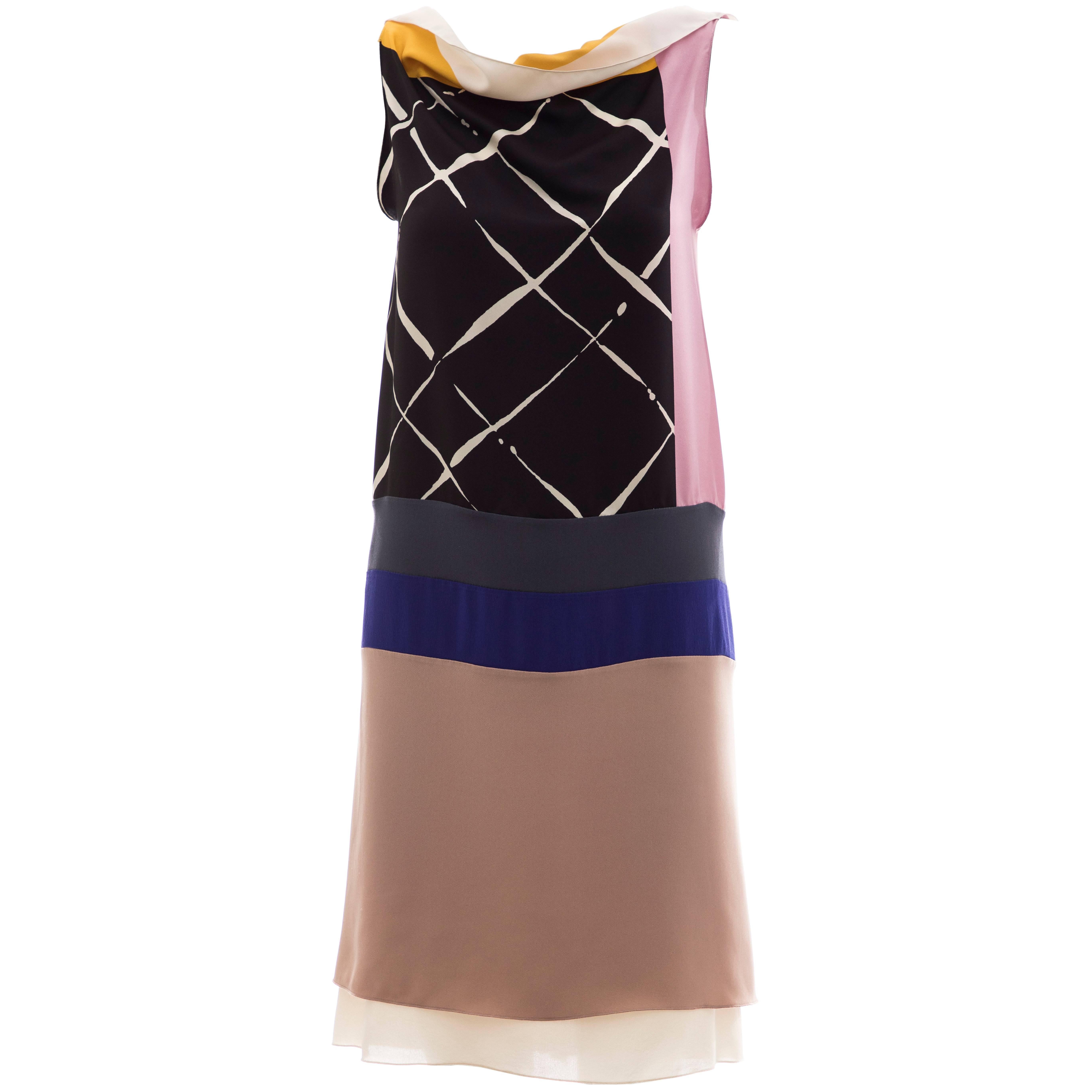 Vionnet Runway Silk Printed Sleeveless Sheath Dress, Spring 2010 For Sale