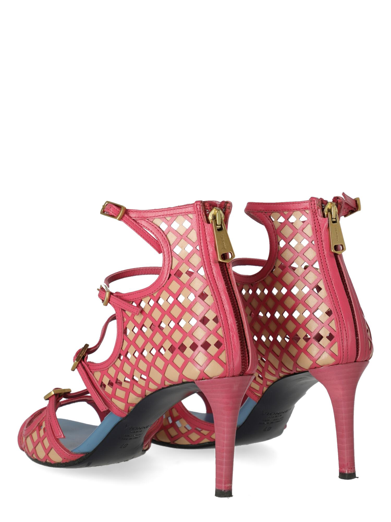 Pink Vionnet Women  Sandals Beige Leather IT 40 For Sale