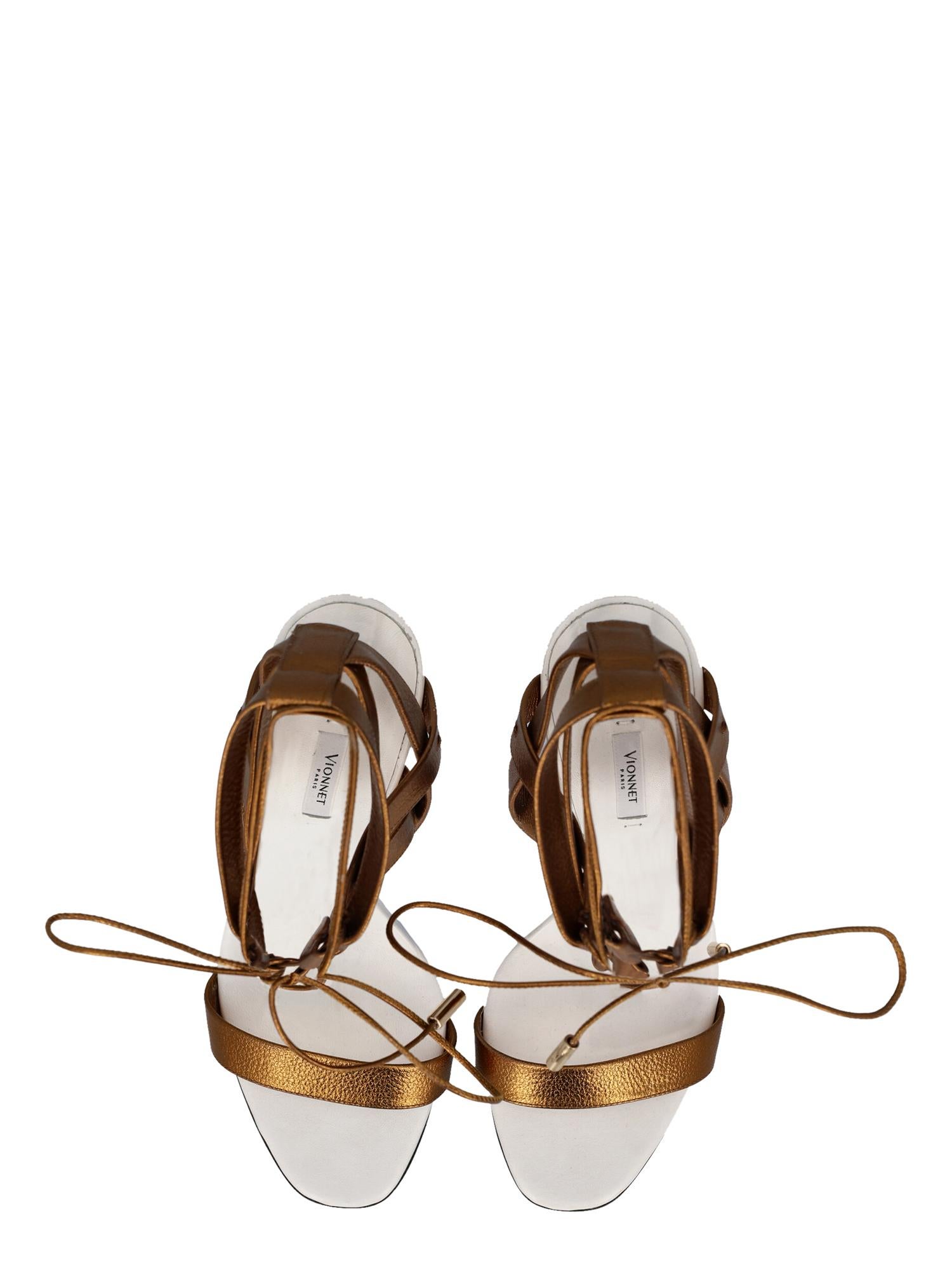 Women's Vionnet Women Sandals Bronze, White Leather EU 40 For Sale