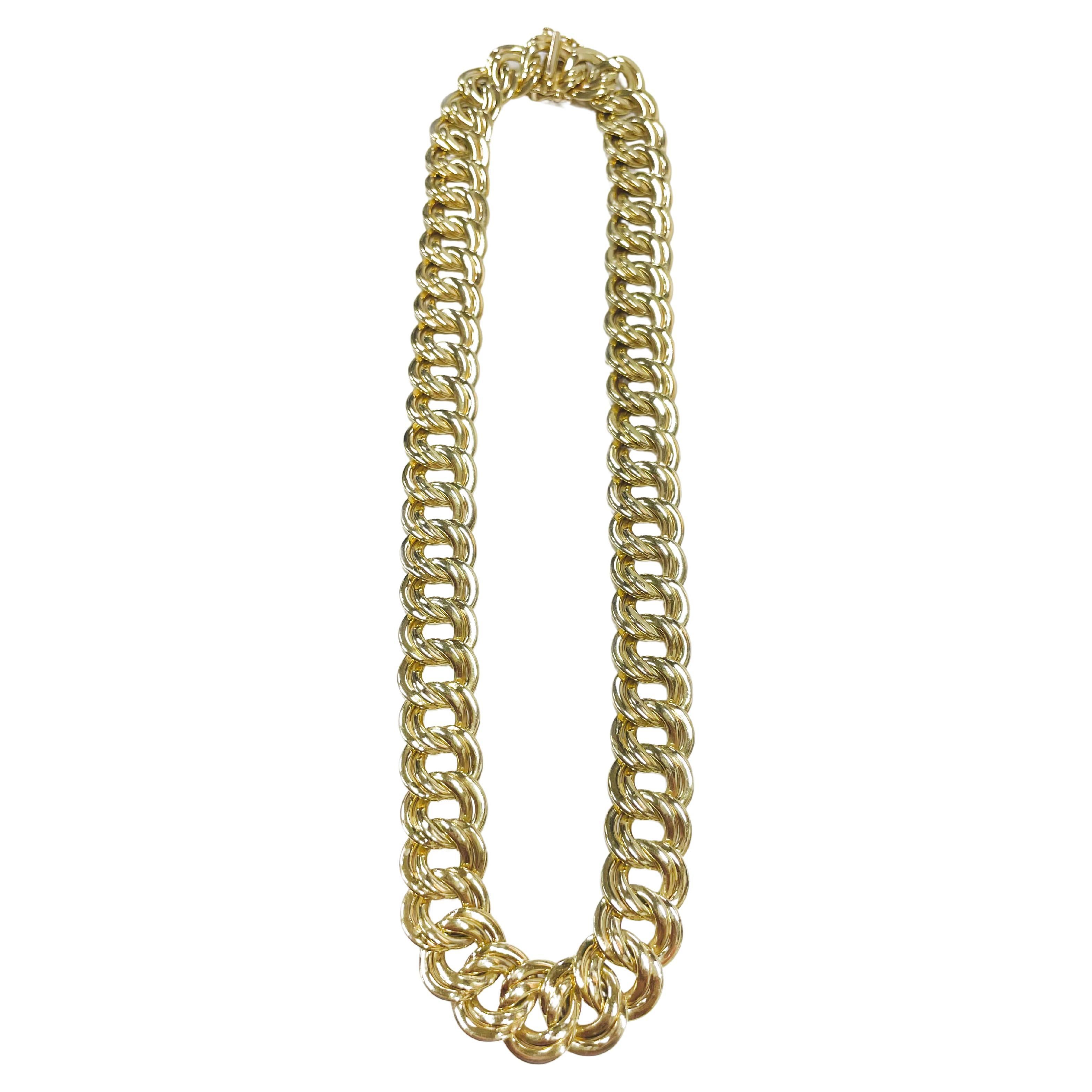 Rétro Collier à double maillons Vior en or jaune en vente
