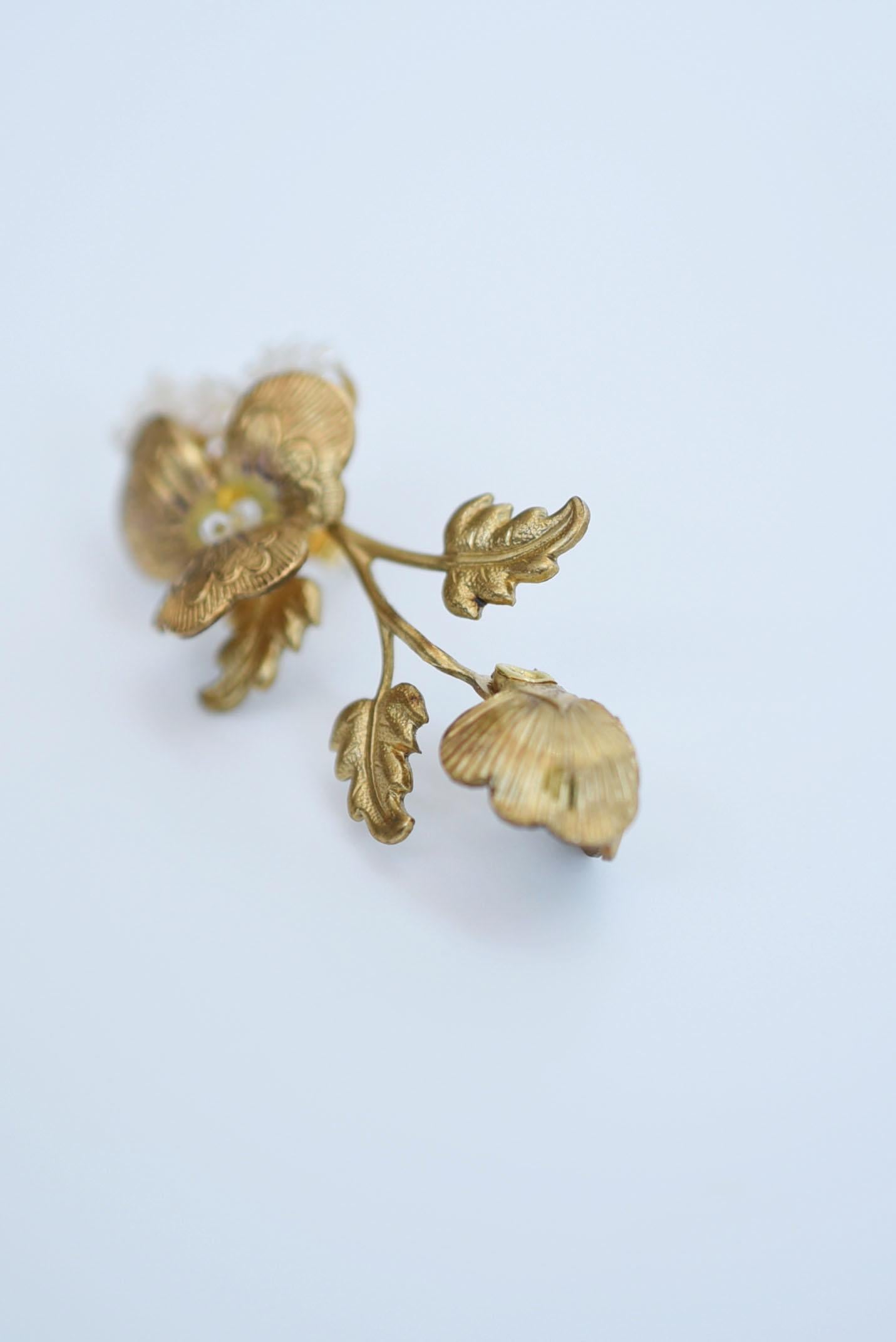 viora leaf earring / vintage jewelry , 1970's vintage parts In New Condition For Sale In Sammu shi, JP