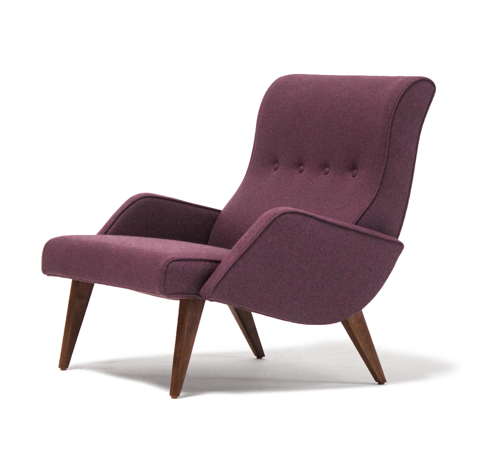 American Vioski New Century Modern Milo Lounge Chair in Andromeda Purple For Sale