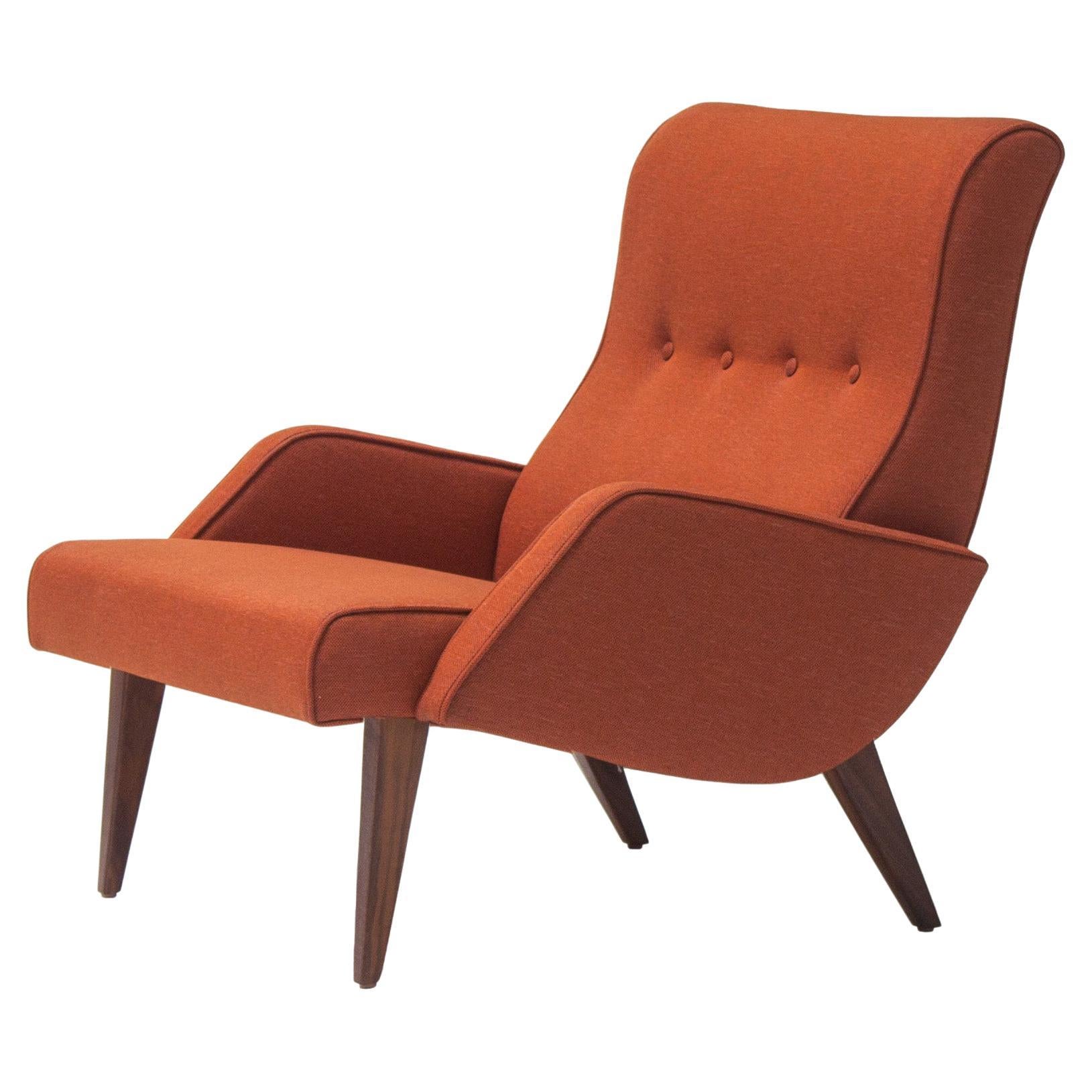 Vioski New Century Modern Milo Lounge Chair in Carmine Orange For Sale