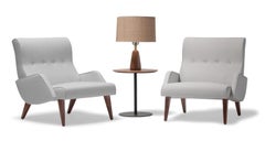 Vioski New Century Modern Milo Lounge Chair in Powder White Light Grey