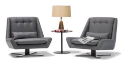 Vioski New Century Modern Palms Chair on Swivel in Gray felted flannel