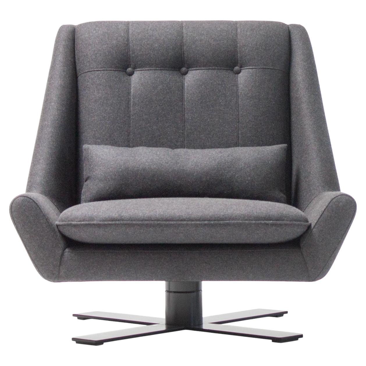 Vioski New Century Modern Palms Chair on Swivel in Gray felted flannel For Sale