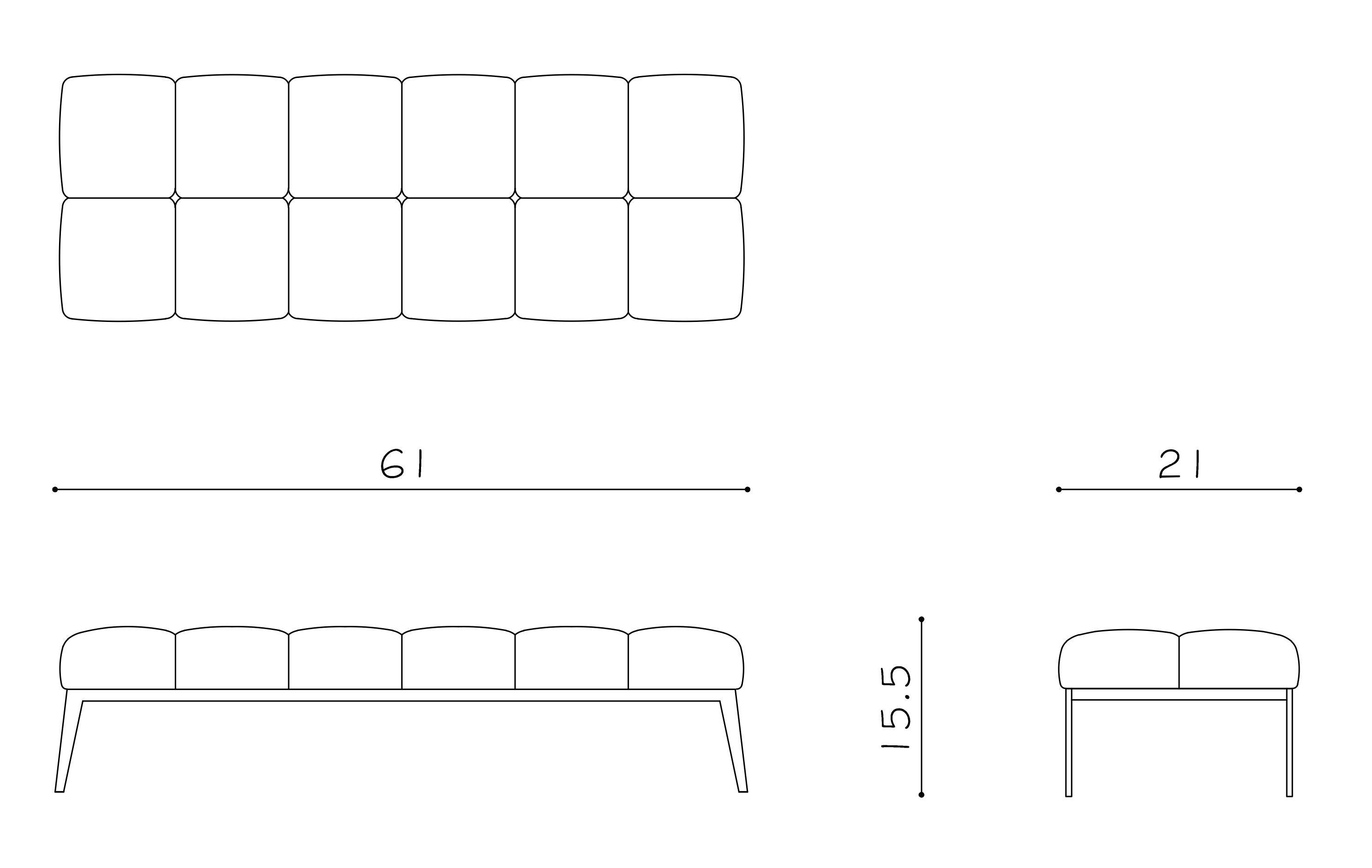 Hand-Crafted Vioski New Century Modern Tufted Tuulla Bench in Pewter Gray For Sale