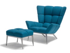 Vioski New Century Modern Tufted Tuulla Lounge Chair in Aqua Blue