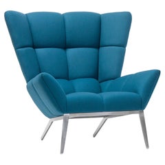 Vioski New Century Modern Tufted Tuulla Lounge Chair in Aqua Blue