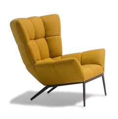 Vioski New Century Modern Tufted Tuulla Lounge Chair in Citrus Yellow