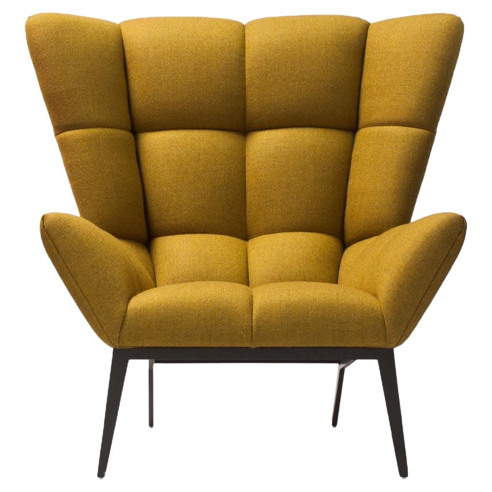 Vioski New Century Modern Tufted Tuulla Lounge Chair in Citrus Yellow For Sale
