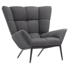 Vioski New Century Modern Tufted Tuulla Lounge Chair in Gray Felted Flannel