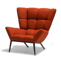 Vioski New Century Modern Tufted Tuulla Lounge Chair in Persimmon Orange