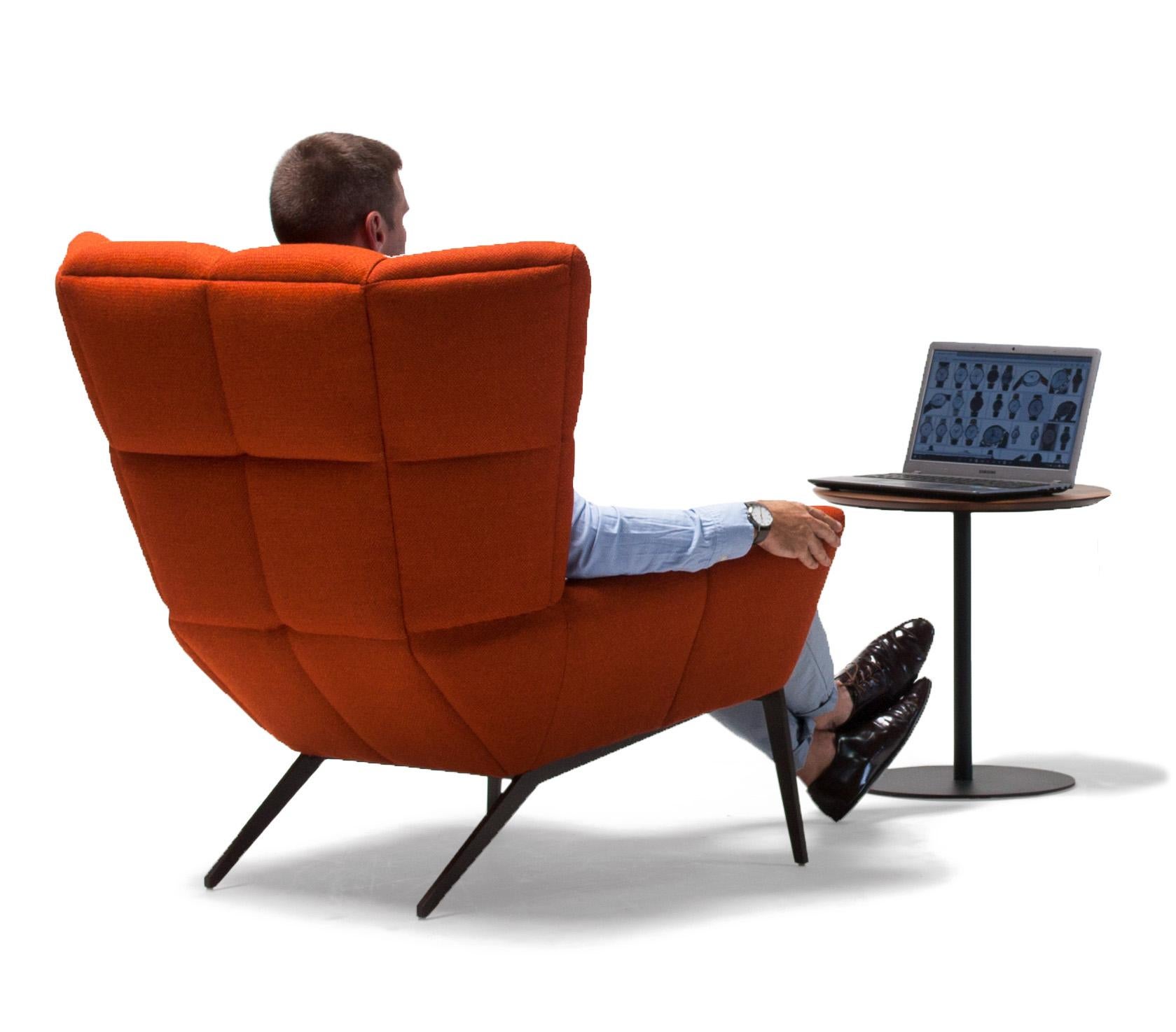 Mid-Century Modern Vioski New Century Modern Tufted Tuulla Lounge Chair in Persimmon Orange For Sale