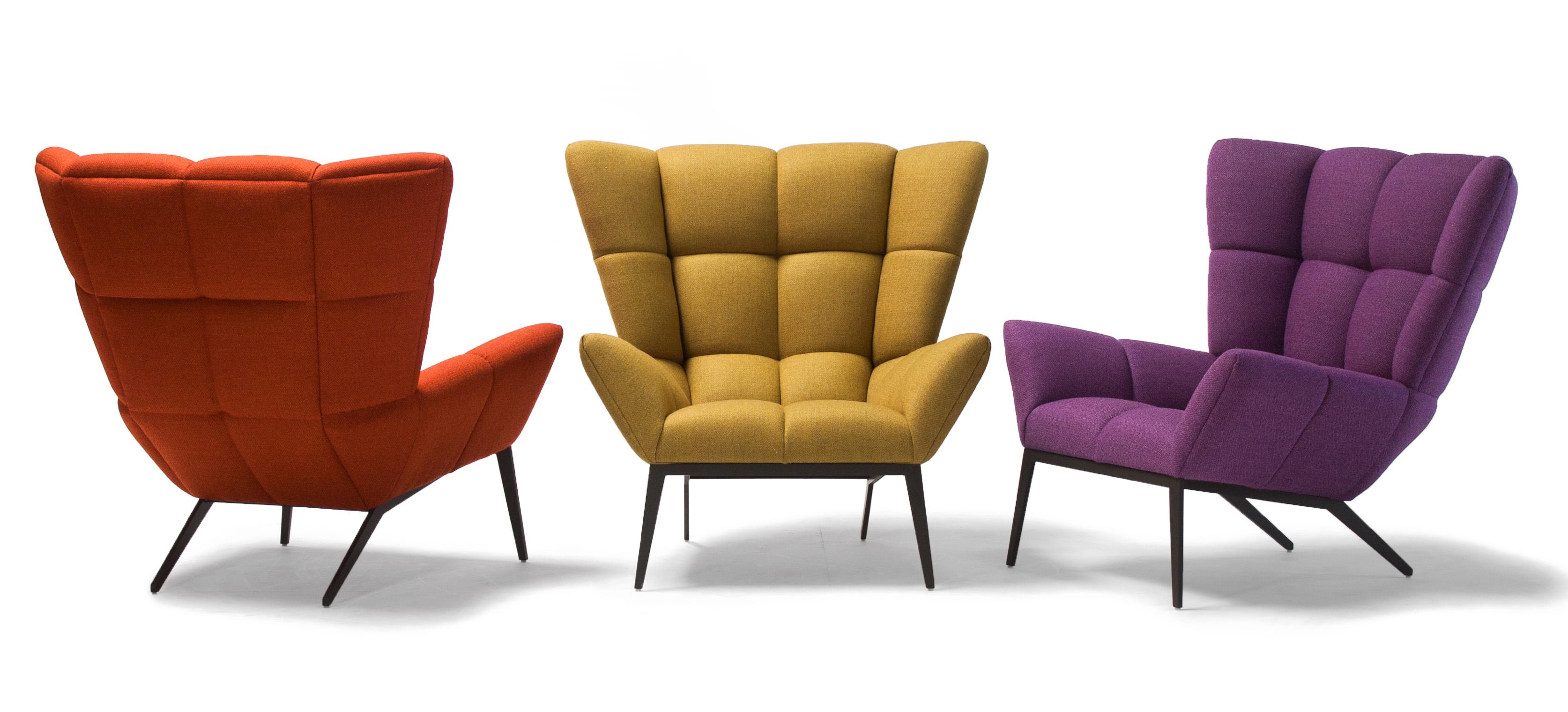 American Vioski New Century Modern Tufted Tuulla Lounge Chair in Persimmon Orange For Sale